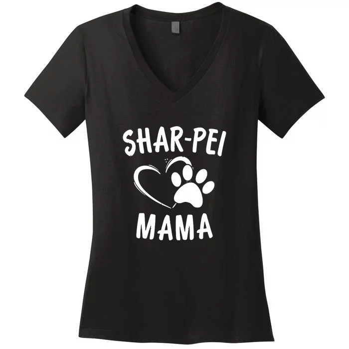 Fun Shar Pei Mama Gift Pet Lover Apparel Dog SharPeis Mom Women's V-Neck T-Shirt