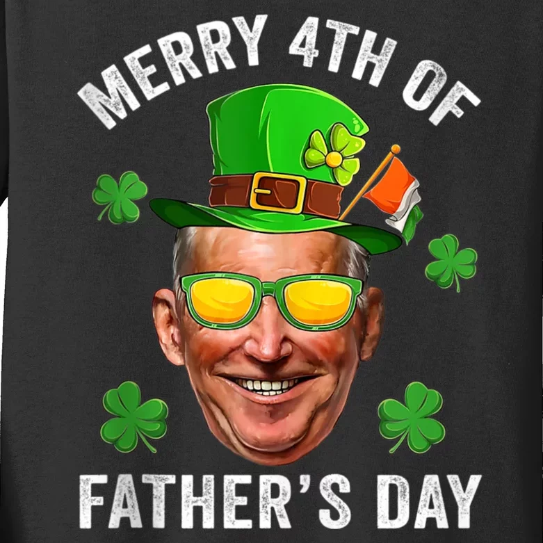 Funny St Patrick's Day Joe Biden Merry 4th Of Father's Day Kids Long Sleeve Shirt