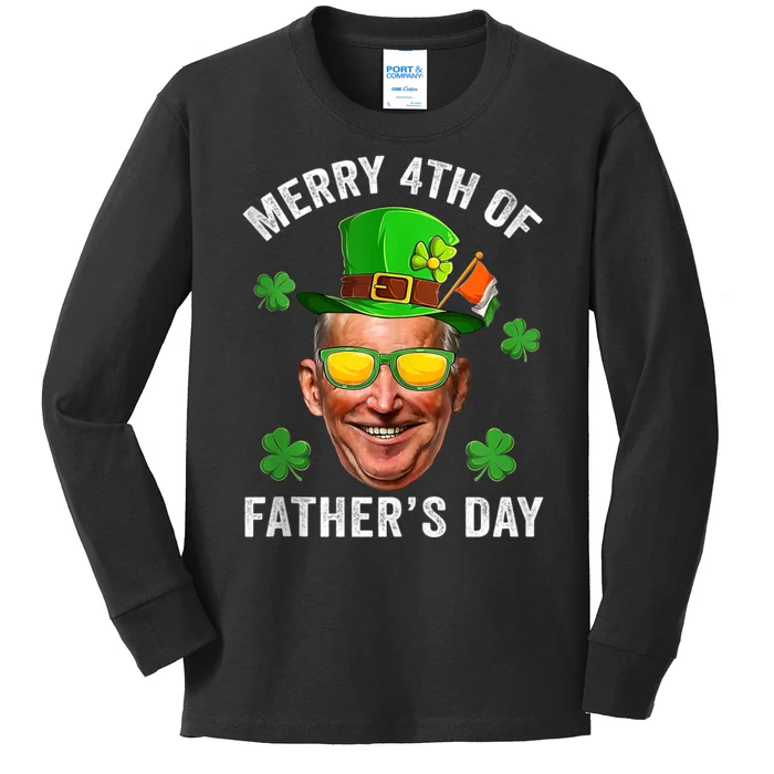 Funny St Patrick's Day Joe Biden Merry 4th Of Father's Day Kids Long Sleeve Shirt