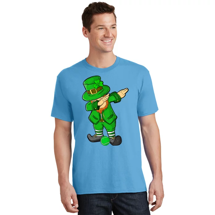 Funny St Patricks Day Dabbing Leprechaun Tennis Lover Cute Gift T-Shirt