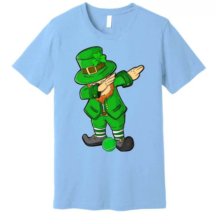 Funny St Patricks Day Dabbing Leprechaun Tennis Lover Cute Gift Premium T-Shirt