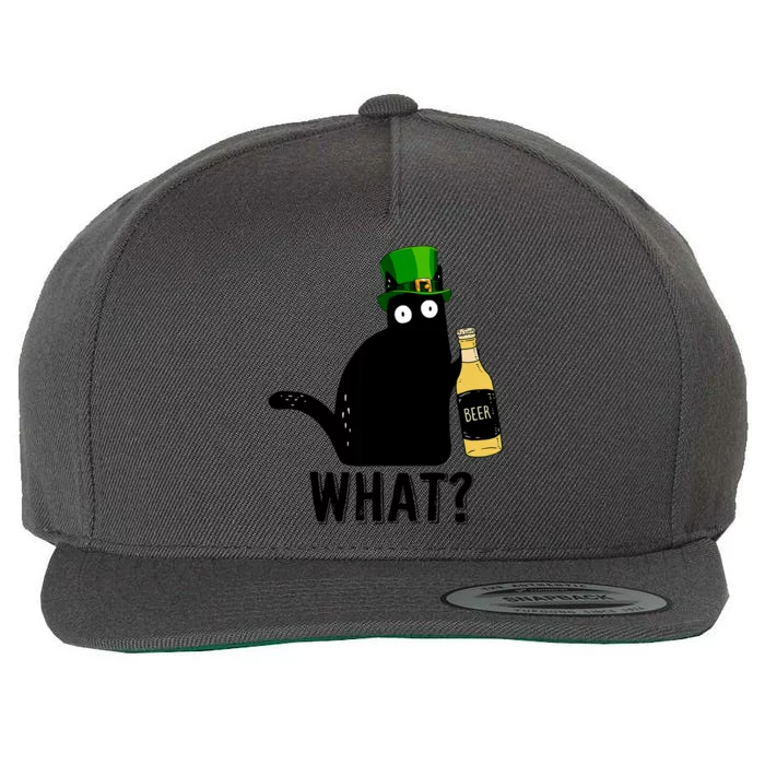 Funny St Patricks Day Black Cat Pattys Day Cat What Drinking Beer Gift Wool Snapback Cap