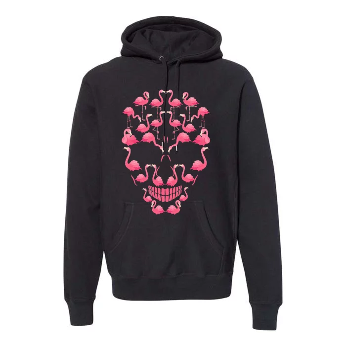 Flamingo Skull Pink Ribbon Breast Cancer Awareness Halloween Premium Hoodie