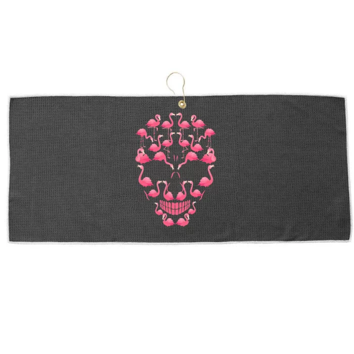 Flamingo Skull Pink Ribbon Breast Cancer Awareness Halloween Large Microfiber Waffle Golf Towel