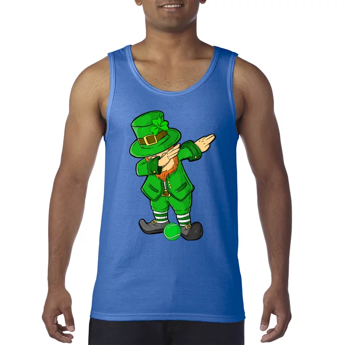 Funny St Patricks Day Dabbing Leprechaun Tennis Lover Great Gift Tank Top