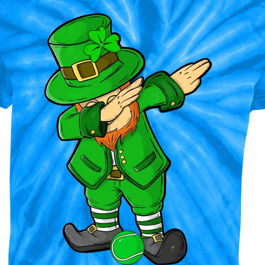 Funny St Patricks Day Dabbing Leprechaun Tennis Lover Great Gift Kids Tie-Dye T-Shirt