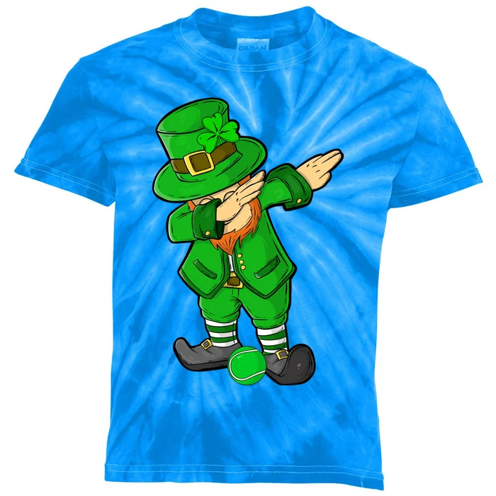 Funny St Patricks Day Dabbing Leprechaun Tennis Lover Great Gift Kids Tie-Dye T-Shirt