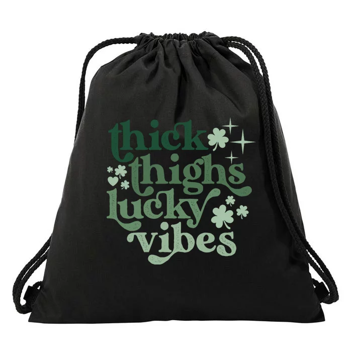 Funny St Patricks Day Lucky Vibes Drawstring Bag