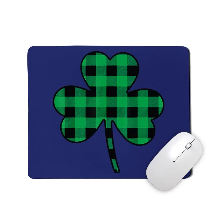 Funny St Patricks Day Irish Green Buffalo Plaid Shamrock Mousepad