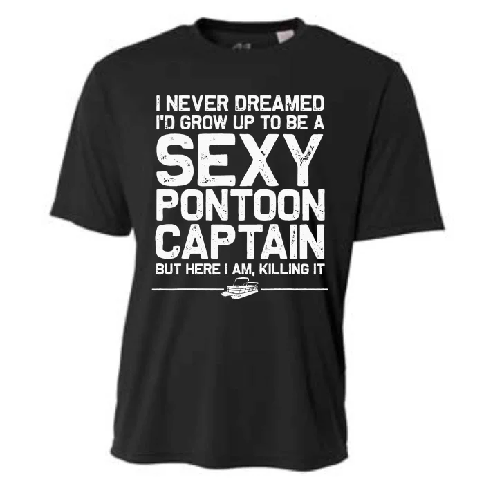 Funny Sexy Pontoon Captain Design Boat Captain Women Cooling Performance Crew T-Shirt