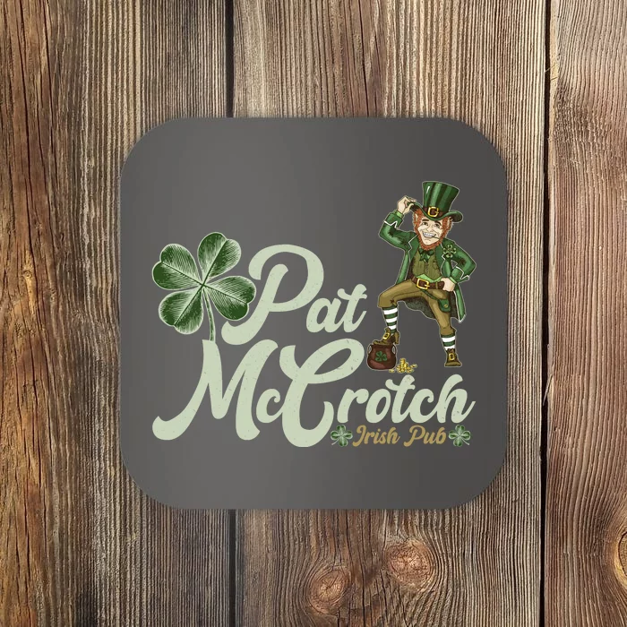 Funny St. Patrick's Day Pat McCrotch Irish Pub Leprechaun Coaster