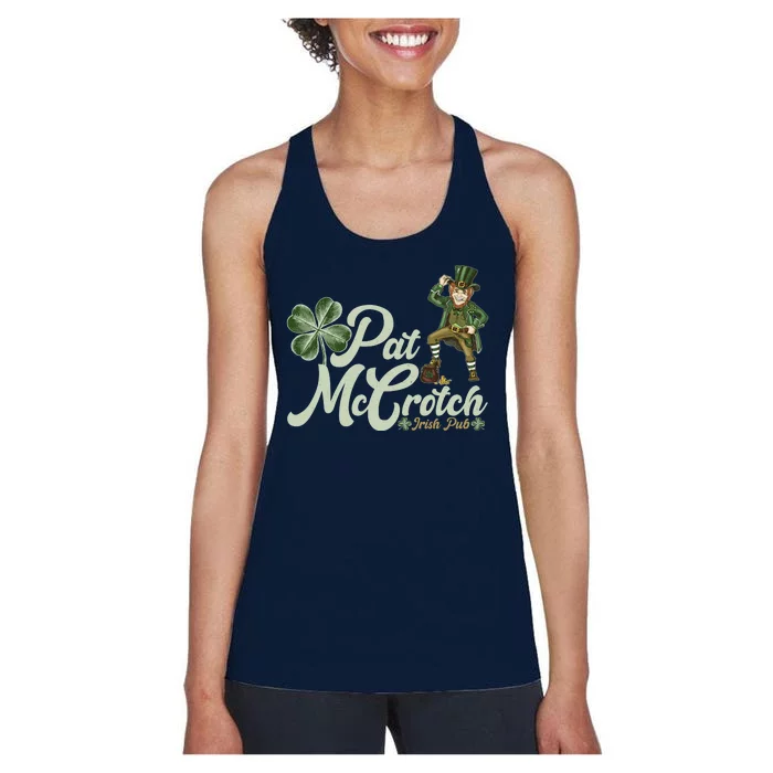 Funny St. Patrick's Day Pat McCrotch Irish Pub Leprechaun Women's Racerback Tank