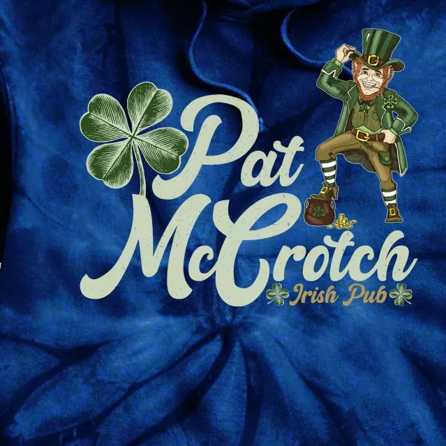 Funny St. Patrick's Day Pat McCrotch Irish Pub Leprechaun Tie Dye Hoodie