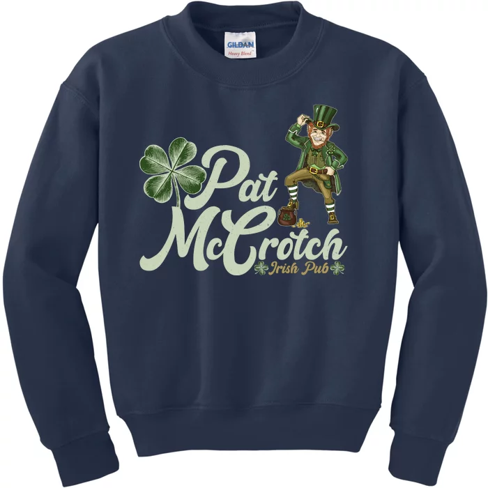 Funny St. Patrick's Day Pat McCrotch Irish Pub Leprechaun Kids Sweatshirt