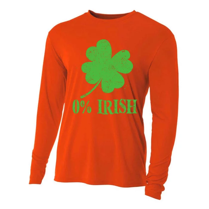 Funny St Patricks Day Zero Percent Irish Distressed Shamrock Clover Cooling Performance Long Sleeve Crew