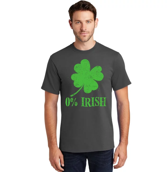 Funny St Patricks Day Zero Percent Irish Distressed Shamrock Clover Tall T-Shirt