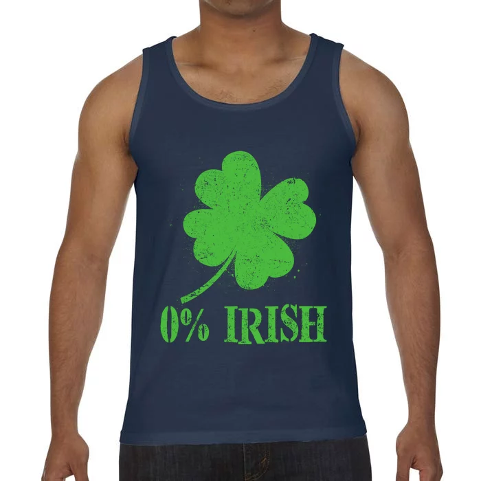 Funny St Patricks Day Zero Percent Irish Distressed Shamrock Clover Comfort Colors® Tank Top