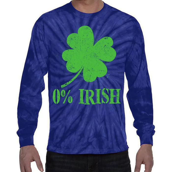 Funny St Patricks Day Zero Percent Irish Distressed Shamrock Clover Tie-Dye Long Sleeve Shirt