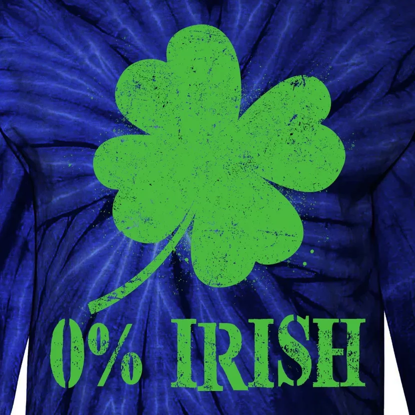 Funny St Patricks Day Zero Percent Irish Distressed Shamrock Clover Tie-Dye Long Sleeve Shirt