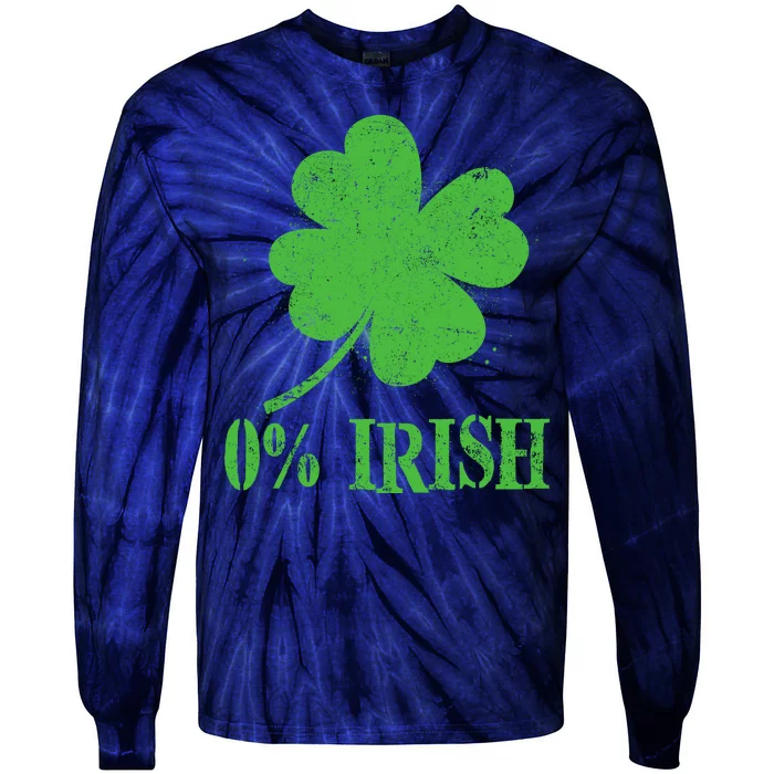 Funny St Patricks Day Zero Percent Irish Distressed Shamrock Clover Tie-Dye Long Sleeve Shirt