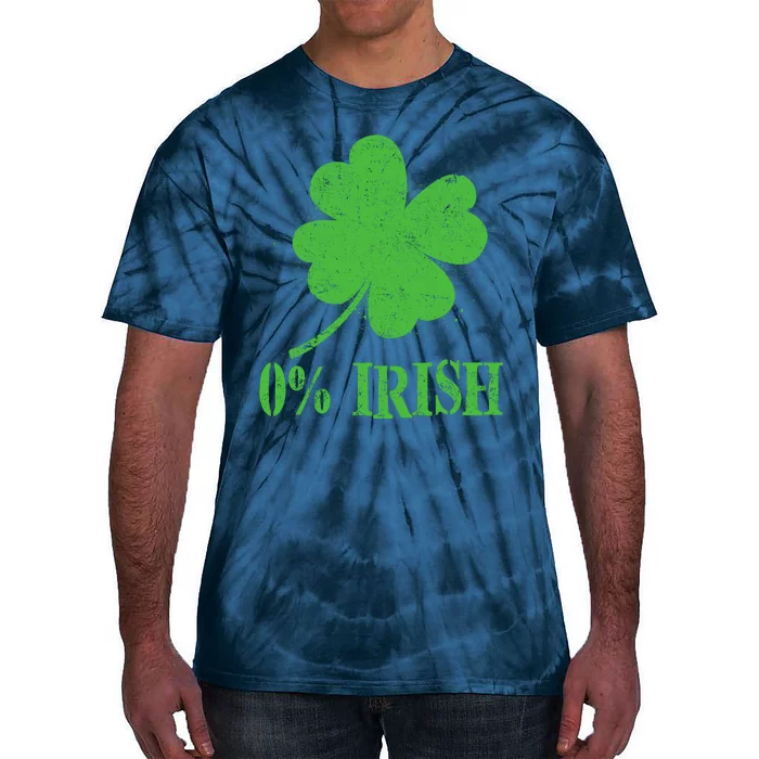 Funny St Patricks Day Zero Percent Irish Distressed Shamrock Clover Tie-Dye T-Shirt