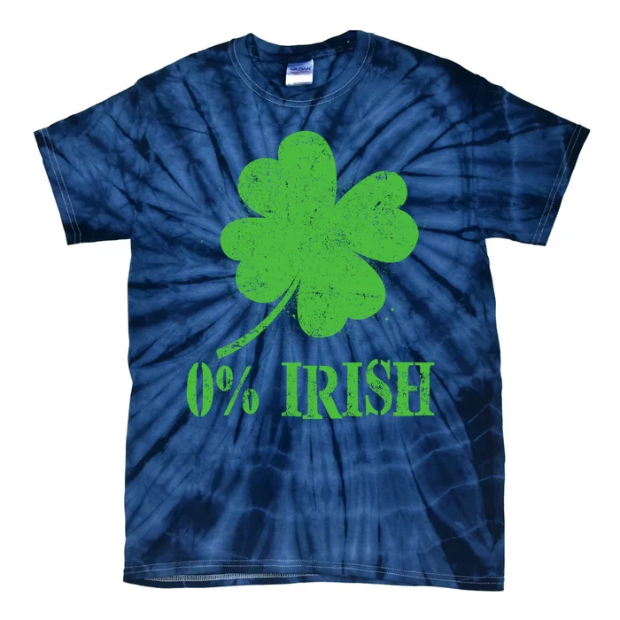 Funny St Patricks Day Zero Percent Irish Distressed Shamrock Clover Tie-Dye T-Shirt