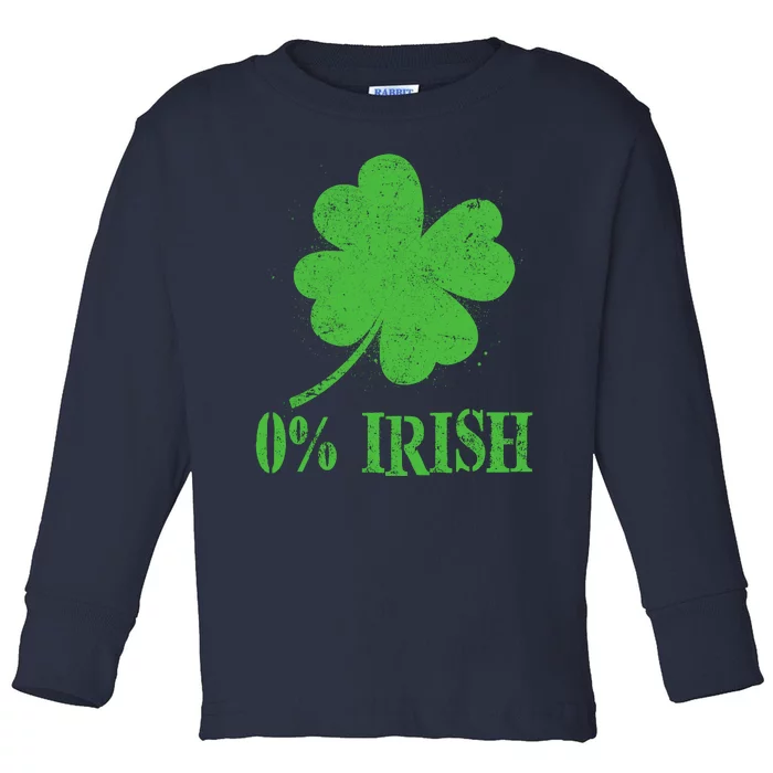 Funny St Patricks Day Zero Percent Irish Distressed Shamrock Clover Toddler Long Sleeve Shirt