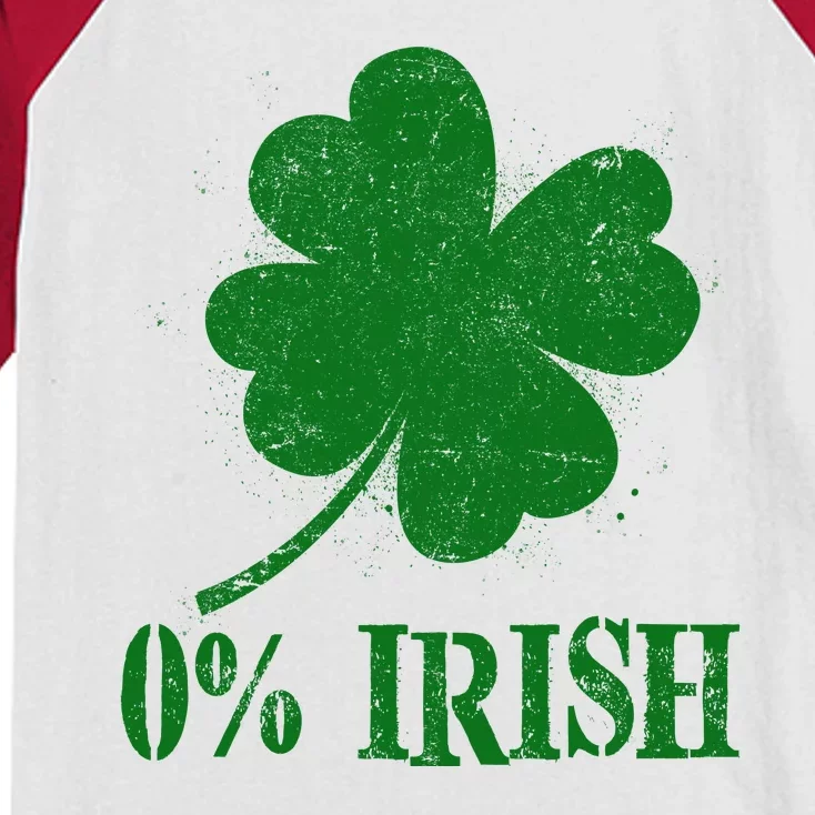 Funny St Patricks Day Zero Percent Irish Distressed Shamrock Clover Kids Colorblock Raglan Jersey