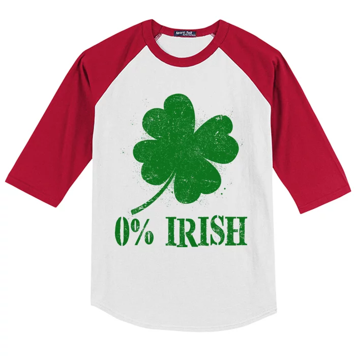 Funny St Patricks Day Zero Percent Irish Distressed Shamrock Clover Kids Colorblock Raglan Jersey