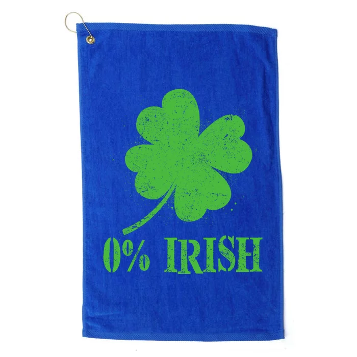 Funny St Patricks Day Zero Percent Irish Distressed Shamrock Clover Platinum Collection Golf Towel