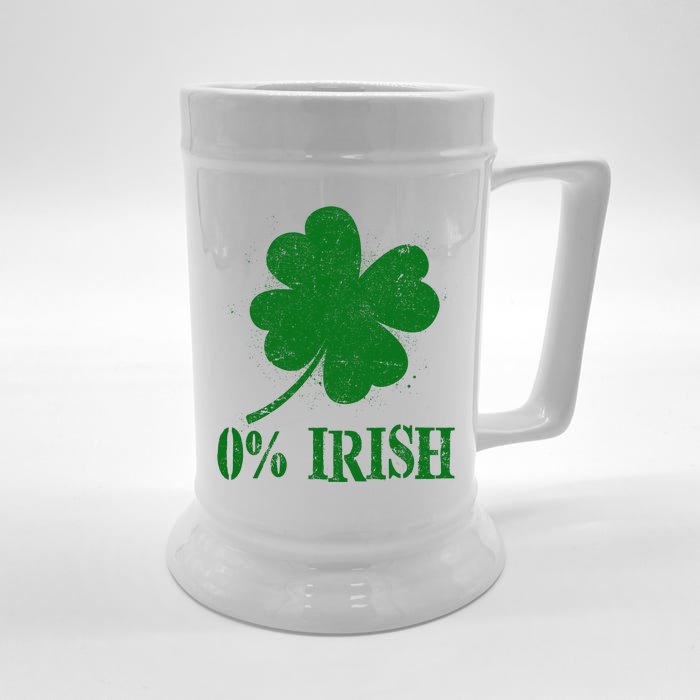 Funny St Patricks Day Zero Percent Irish Distressed Shamrock Clover Front & Back Beer Stein