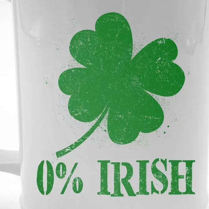 Funny St Patricks Day Zero Percent Irish Distressed Shamrock Clover Front & Back Beer Stein