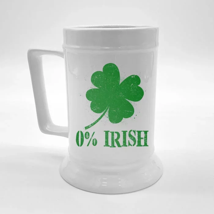 Funny St Patricks Day Zero Percent Irish Distressed Shamrock Clover Front & Back Beer Stein