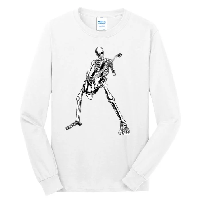 Funny Skeleton Playing Guitar Electric Acoustic Classical Tall Long Sleeve T-Shirt