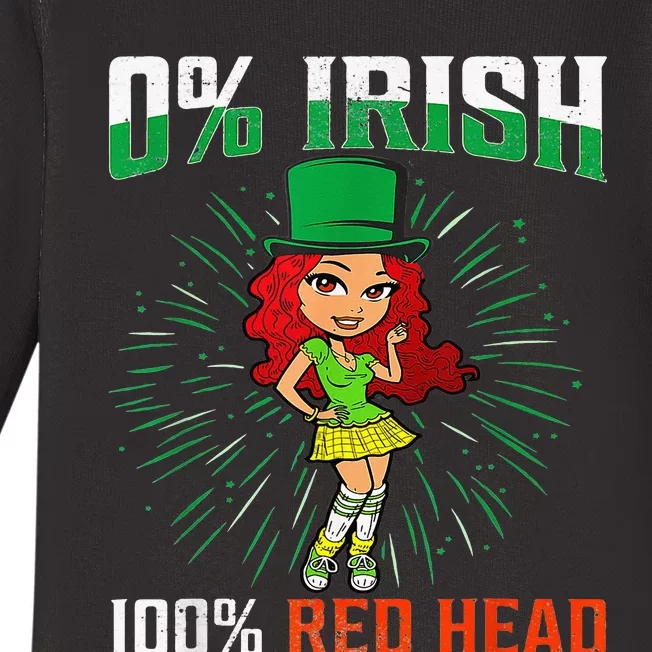 Funny St. Patrick's Day 0 Irish 100 Red Heart Baby Long Sleeve Bodysuit