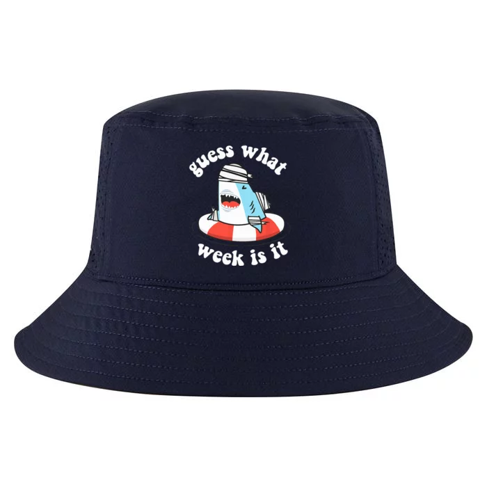 Funny Shark Party Beach Guess What Week Is It Lover Shark Cool Comfort Performance Bucket Hat