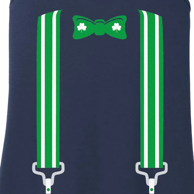 Funny Saint Patricks Day Shamrock Suspenders Ladies Essential Tank