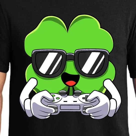 Funny St Patricks Day Shamrock Gaming Gamer Pajama Set