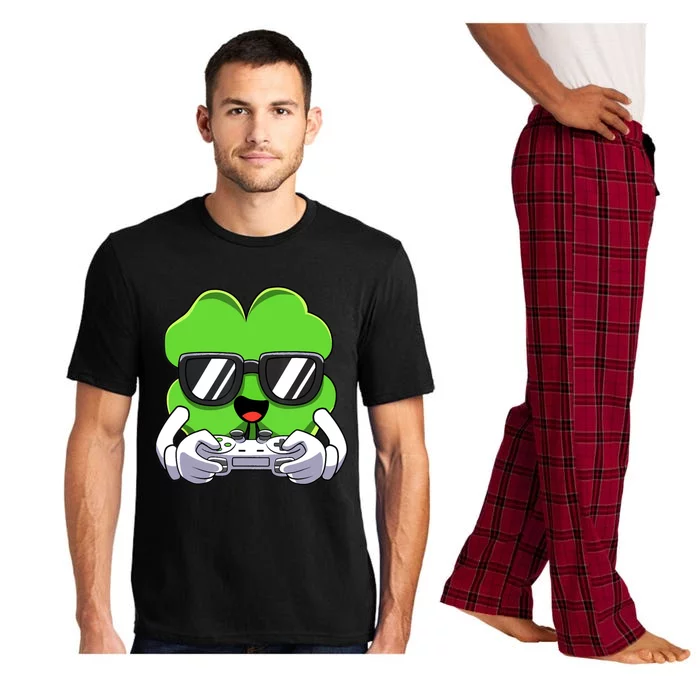 Funny St Patricks Day Shamrock Gaming Gamer Pajama Set