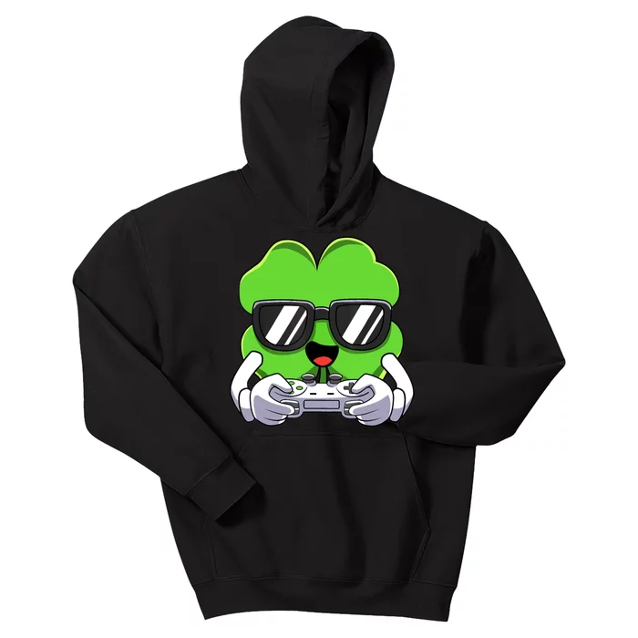 Funny St Patricks Day Shamrock Gaming Gamer Kids Hoodie