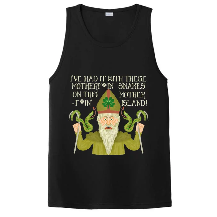 Funny Saint Patrick's Day Snakes Joke Green Irish Performance Tank