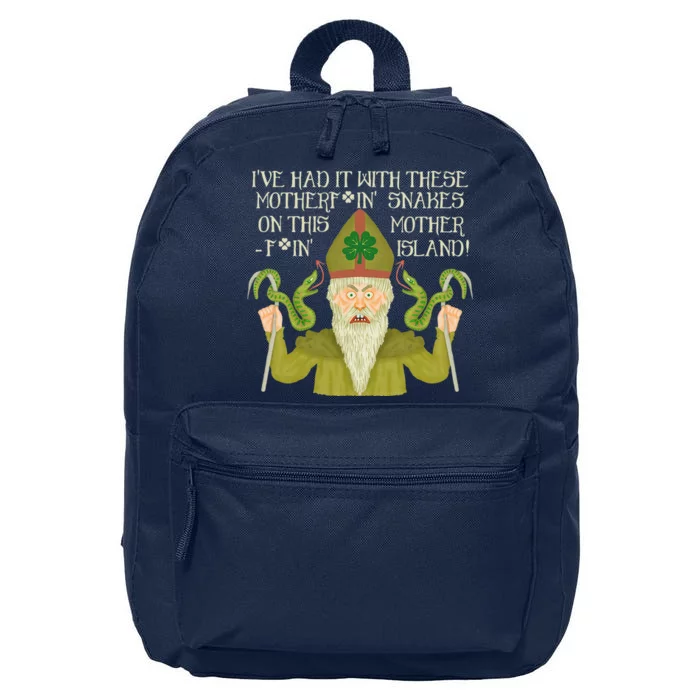 Funny Saint Patrick's Day Snakes Joke Green Irish 16 in Basic Backpack