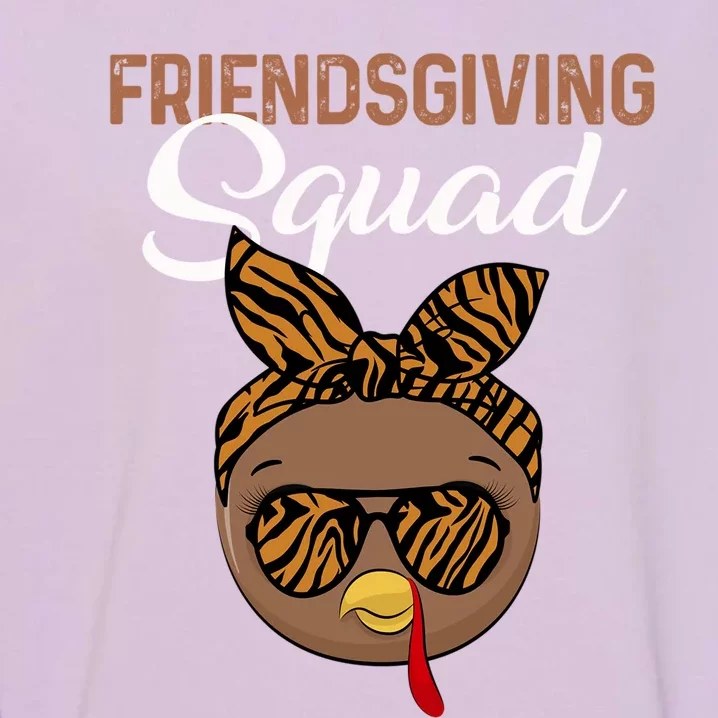 Friendsgiving Squad Party Turkey Tiger Glasses And Hair Bow Cool Gift Garment-Dyed Sweatshirt