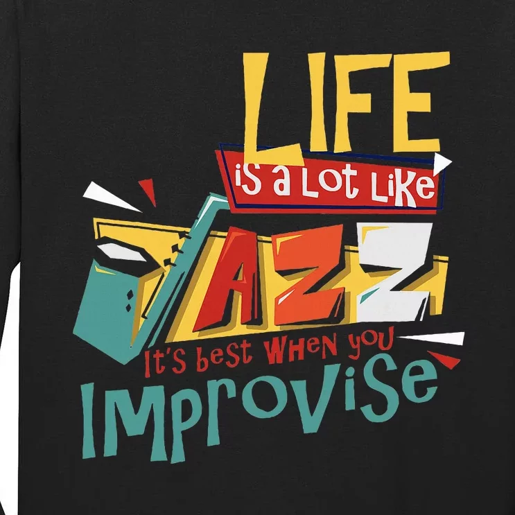 Funny Sax Player Gifts Jazz Music Saxophone Tall Long Sleeve T-Shirt