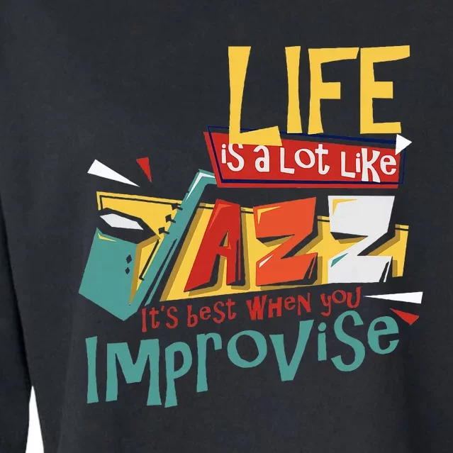 Funny Sax Player Gifts Jazz Music Saxophone Cropped Pullover Crew