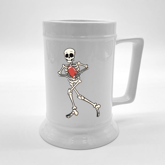 Funny Skeleton Playing Football Halloween Gift Front & Back Beer Stein