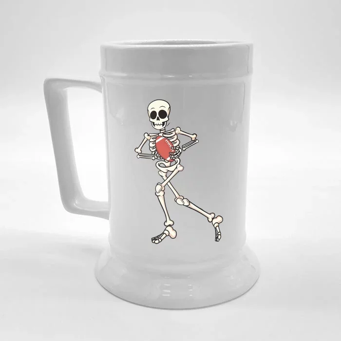 Funny Skeleton Playing Football Halloween Gift Front & Back Beer Stein