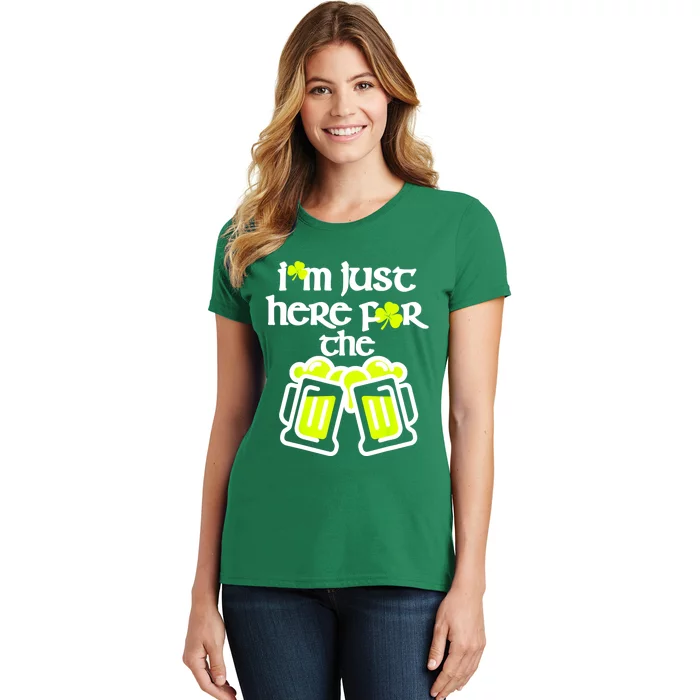 Funny St Patricks Day Shamrock I'm Just Here For The Party Women's T-Shirt