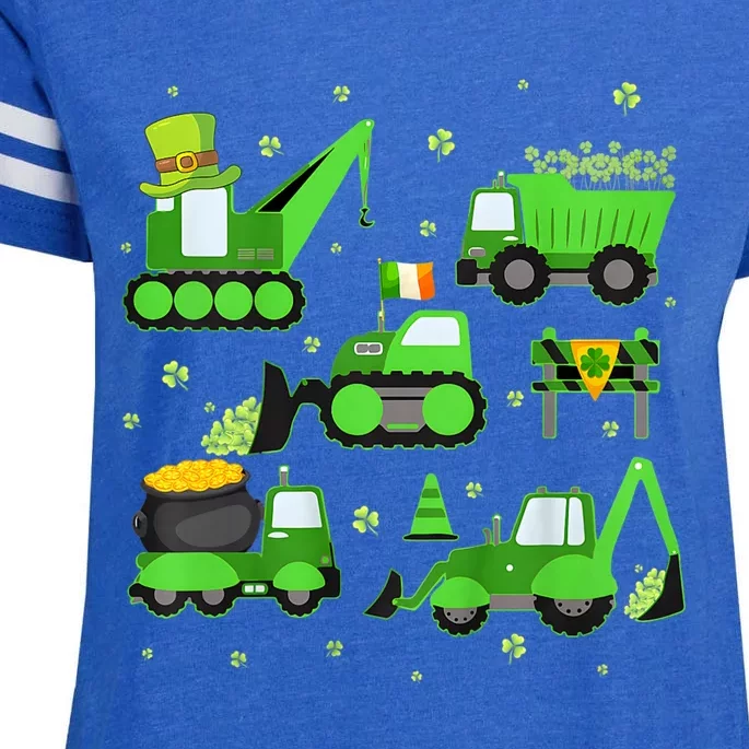 Funny St Patricks Day Crane Truck Construction Enza Ladies Jersey Football T-Shirt