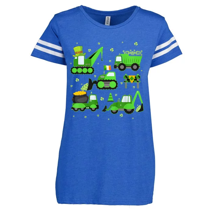 Funny St Patricks Day Crane Truck Construction Enza Ladies Jersey Football T-Shirt